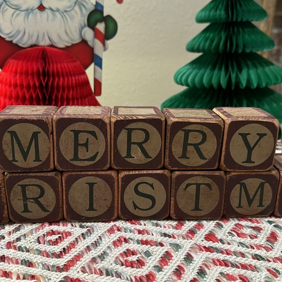 Rustic Merry Christmas Wooden Blocks - Picture 2 of 8